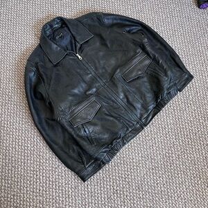 Vintage Colebrook Leather Bomber Jacket Black Distressed Men’s 2XL